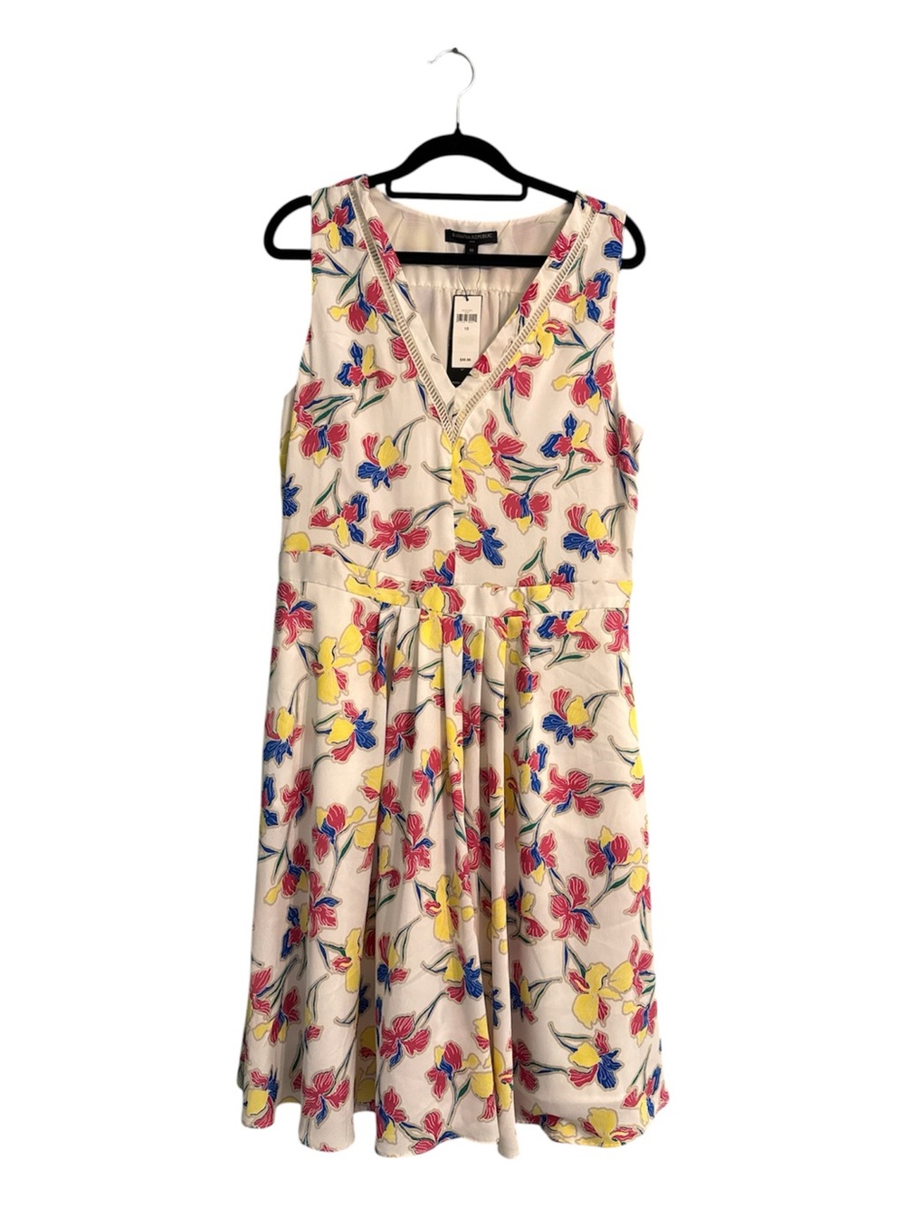 Banana Republic Cream Midi Dress with Pink, Yellow & Blue Floral Print
